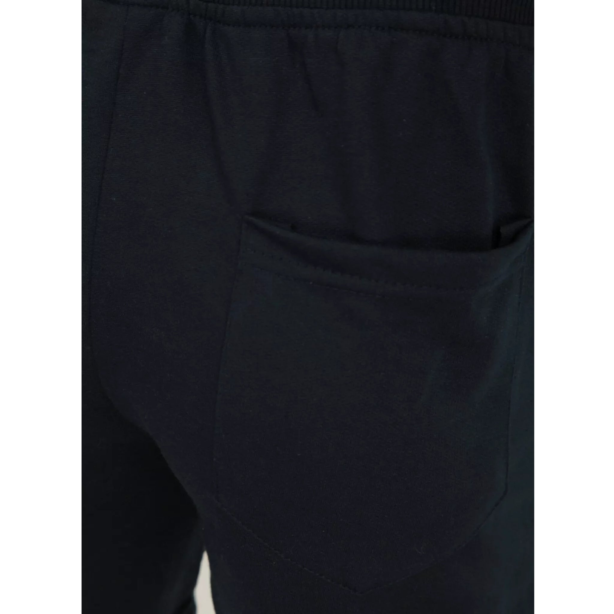 Men's Navy jersey sweat shorts with adjustable drawstring waistband and secure zip pockets